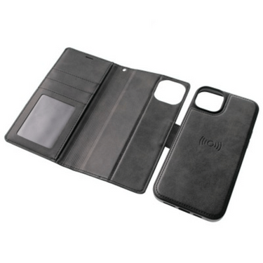 iPhone 14 Plus Magnetic Flip Wallet Case Cover with Drop-Resistant PU Leather, Multiple Card Holder Slots & Secure Front Screen Cover - Black